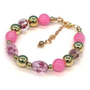 Bracelet Pink Rose Gold Adjustable Lobster Clasp Crystal.